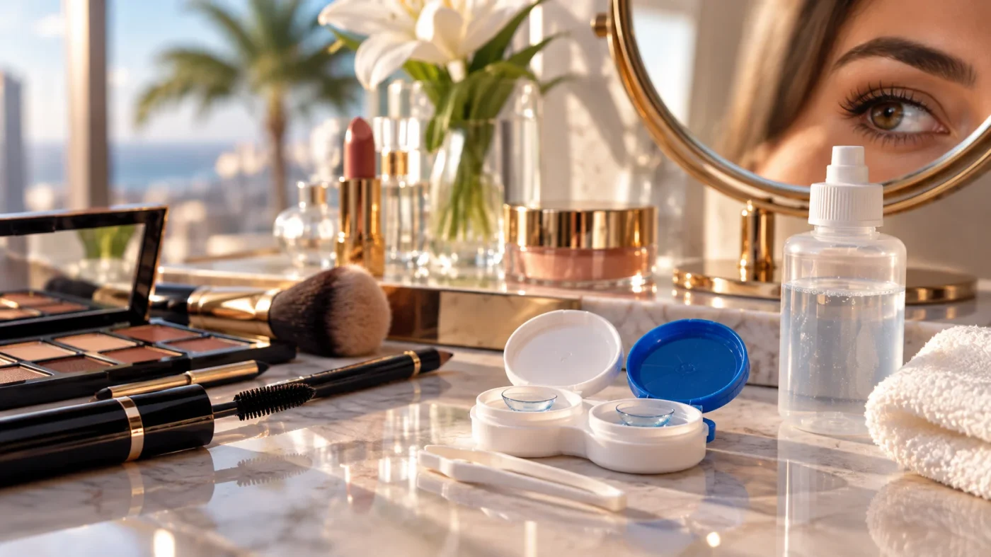 maquillaje y lentes de contacto